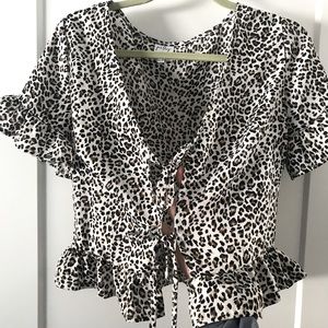 Princess Polly Leopard Tie Top